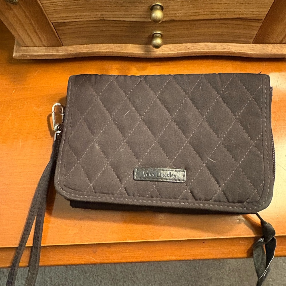 Vera Bradley Quilted Black Wristlet